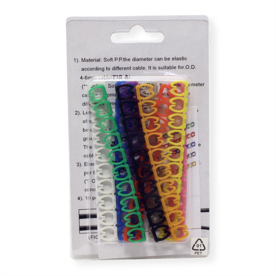 VALUE kabelmarkeerset voor patchkabels, 10 x 10 stuks, 5 - 6.5mm, veelkleurig