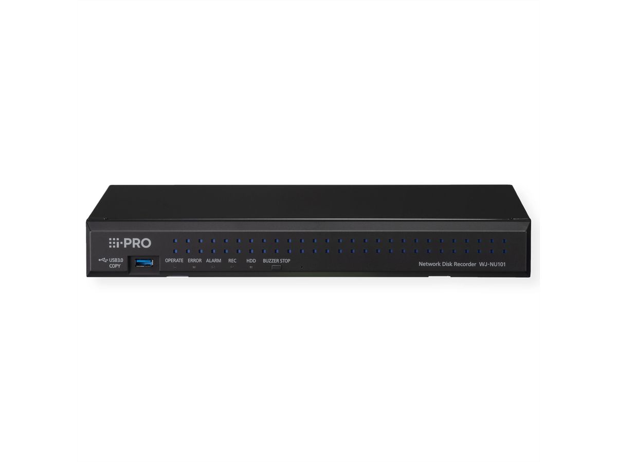 I-PRO WJ-NU101KG NVR , 4 camerakanalen, 4x 100Mbps (POE), 1x 1.000 Mpbs