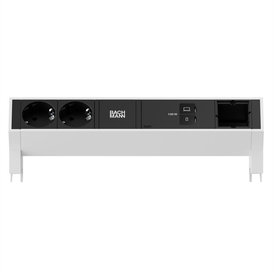 BACHMANN DESK2 2xCEE7/3 1xUSB C/C 100W, 1xCM 1.0m RAL9010