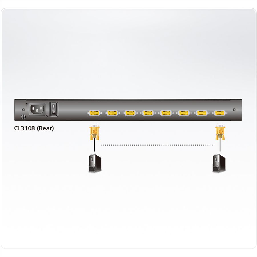 ATEN CL3108NX KVM switch, 18,5 inch TFT, VGA, PS/2-USB, 8 poorten, FR-Layout