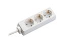 BACHMANN SELLY socket strip 3x earthing contact, white, 1.5 m