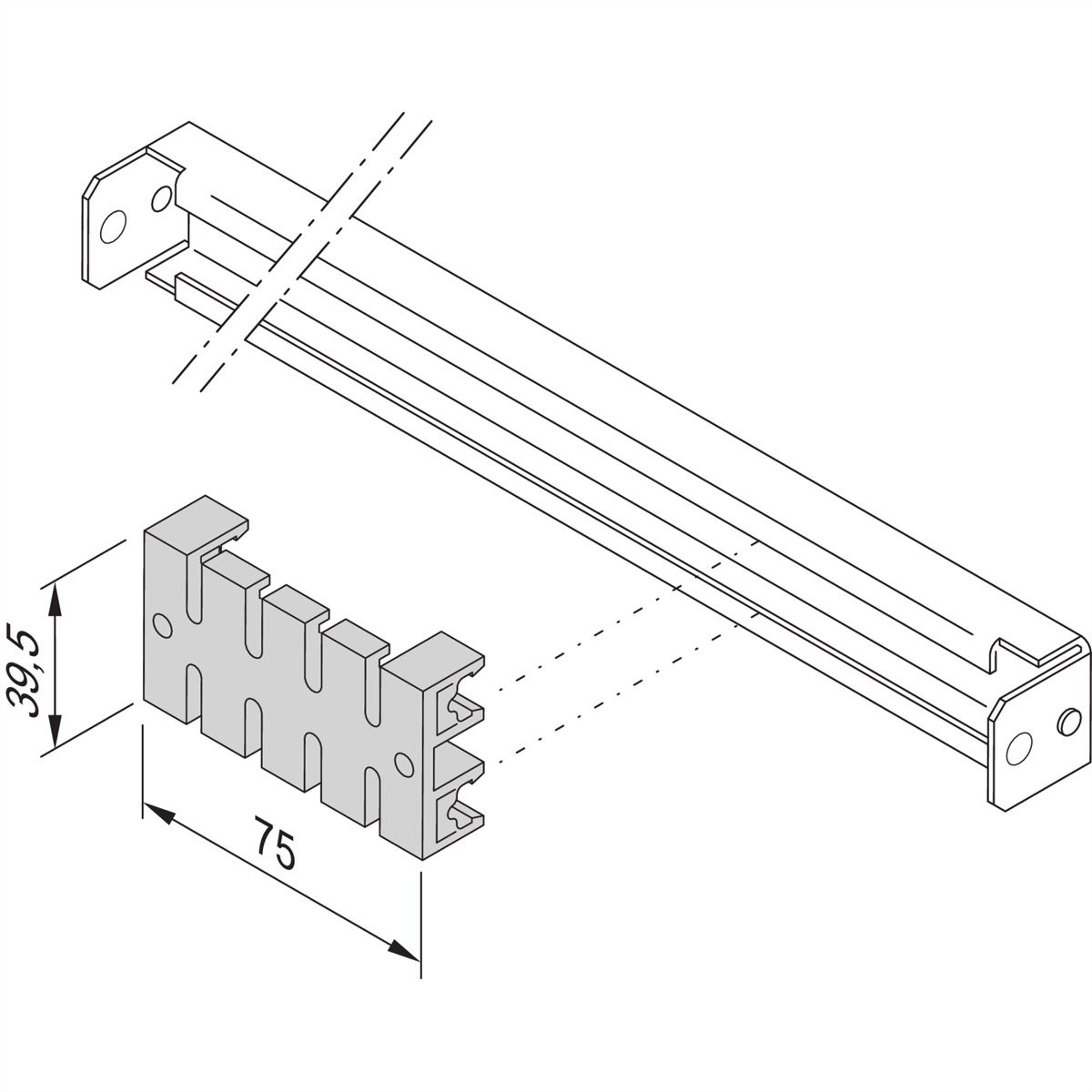 SCHROFF C-rail kabelbevestigingsrail