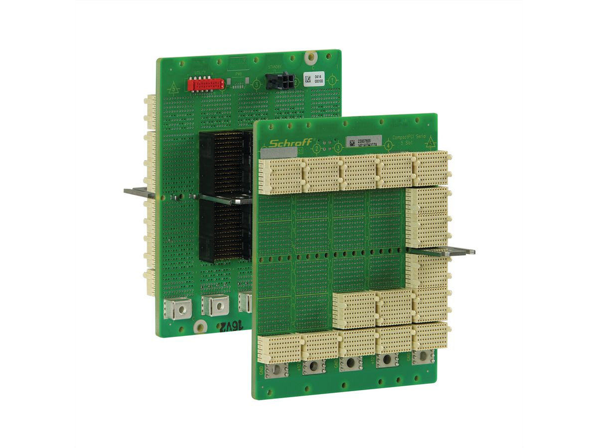 SCHROFF CPCI seriële backplane, 3 HE, 5 sleuven, systeemsleuf rechts, Full Mesh, zonder RIO