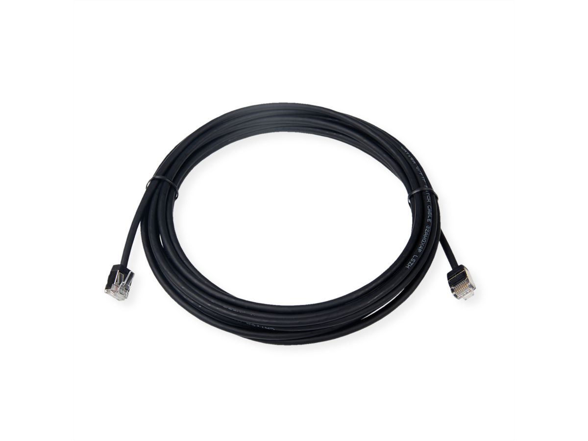 ROLINE U/FTP DataCenter Patchkabel Cat.6A (Klasse EA), LSOH, dun, extra korte stekker, zwart, 0,5 m