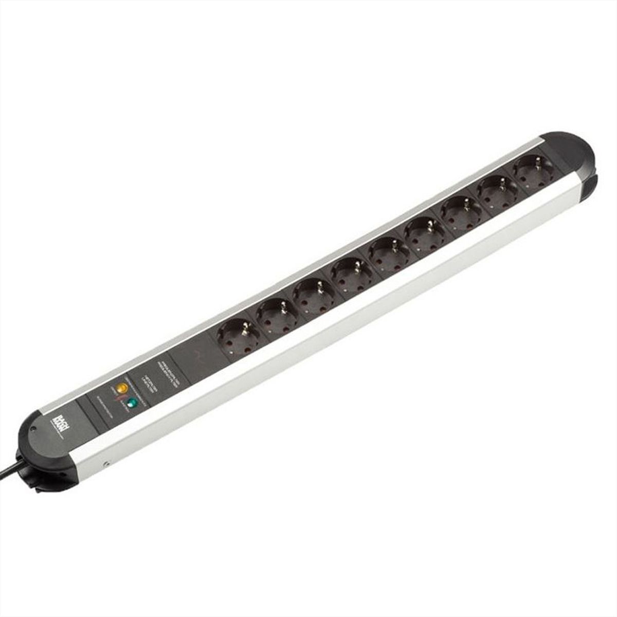 BACHMANN PRIMO socket strip 9x earthing contact aluminium full device protection, 1.75 m
