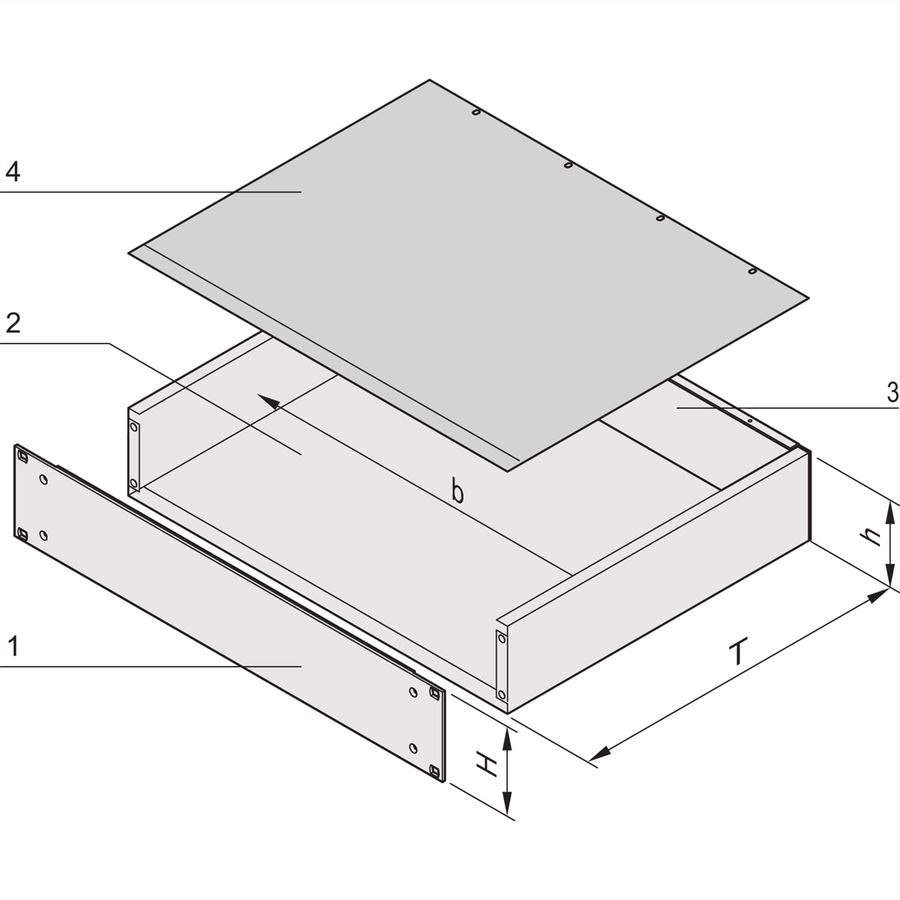SCHROFF MultipacPRO 19" Chassis, Steel, AlZn, Plain Top and Base, 2 U, 340 mm