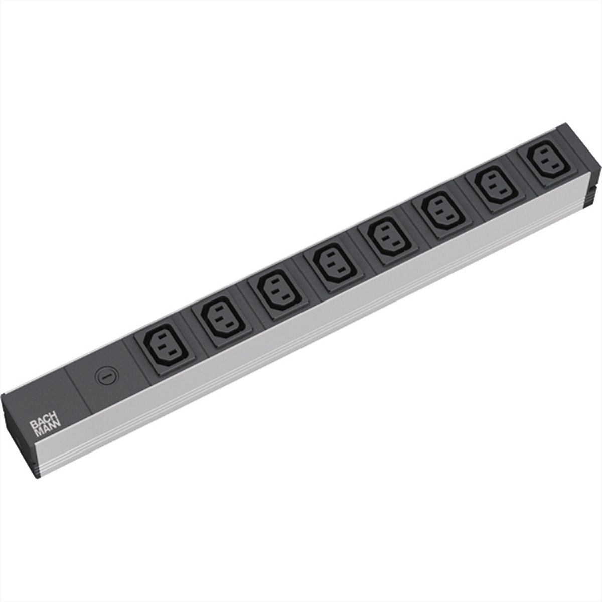 BACHMANN Stekkerdoos 19" 8x C13 connectoren, stroomkabel met geaarde stekker, zwart, 10A zekering