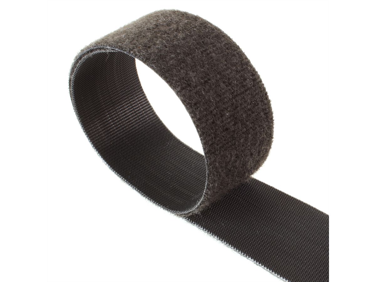 VELCRO® One Wrap® Tape 20 mm breed, vlamvertrager, zwart, 25 m