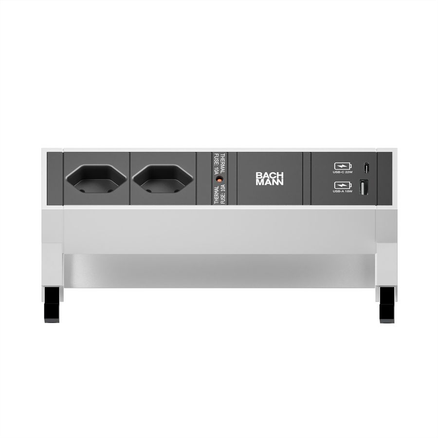 BACHMANN DESK2 2xCH 1xUSB A/C 22W, 0.2m GST18 INOX Switzerland