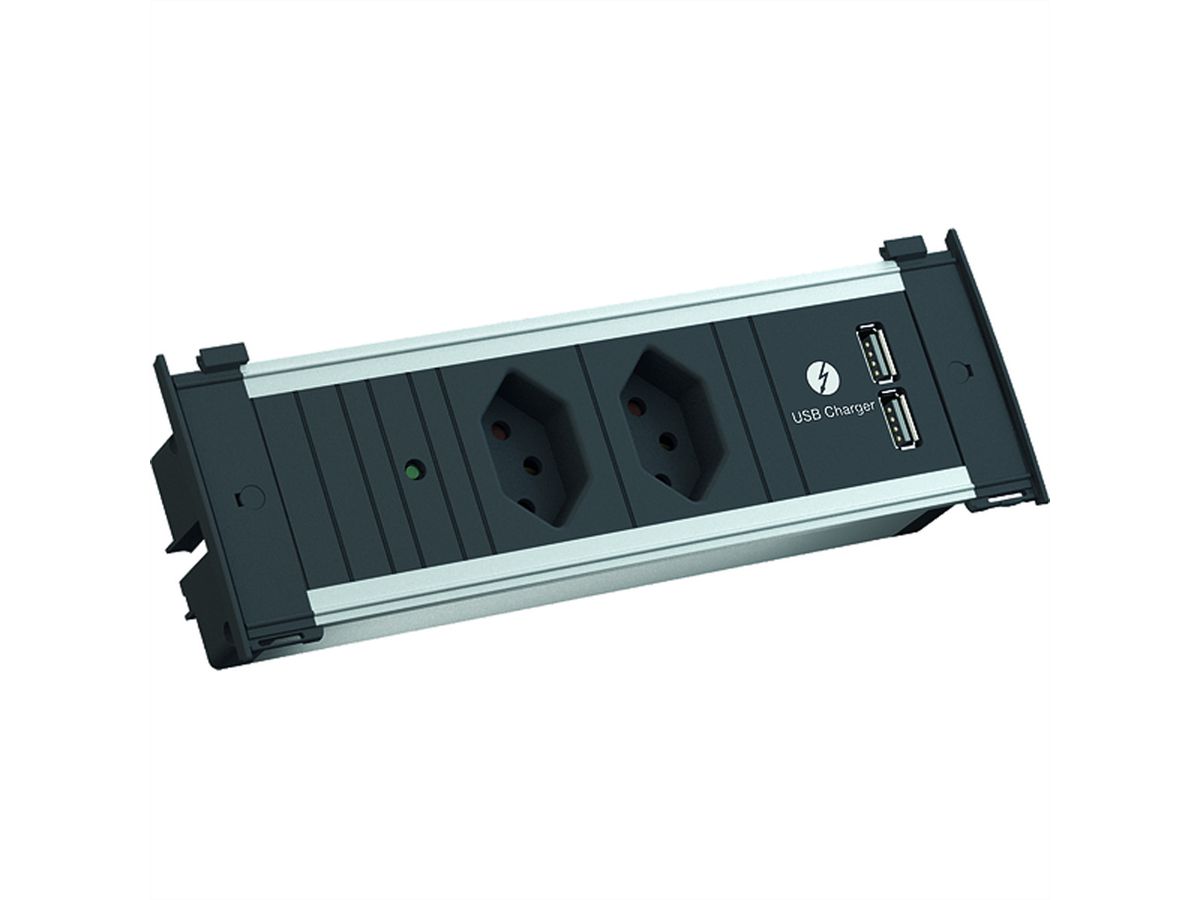 BACHMANN KAPSA S 2xCH T13 USB Oplader, 1x ZEKERING 10A stroom 0,2m GST18 Zwitserland