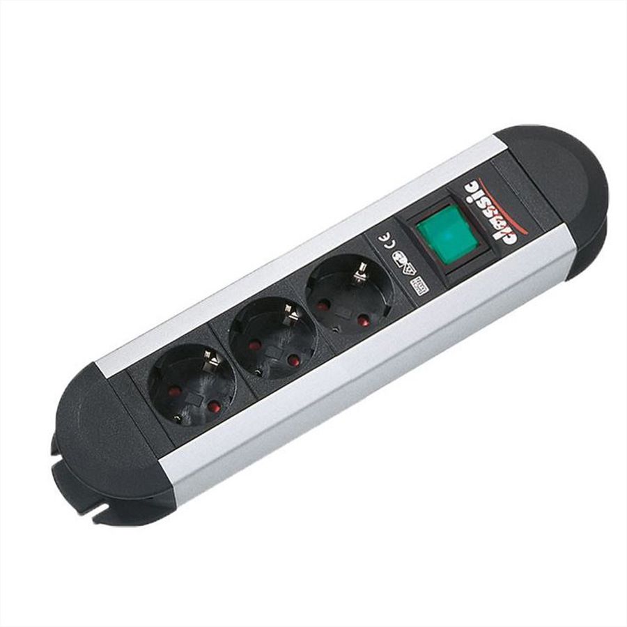 BACHMANN PRIMO socket strip 3x earthing contact, aluminium, with switch, 1.75 m