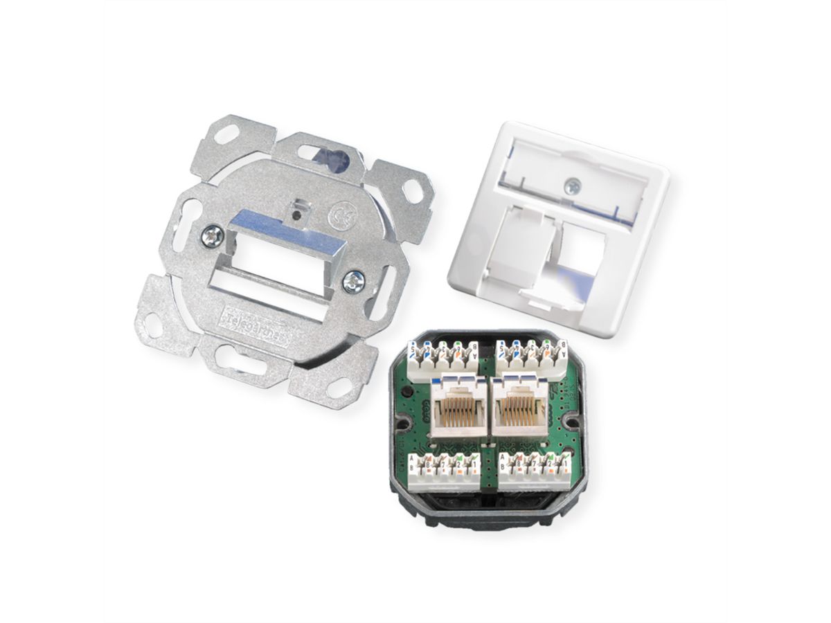 TELEGÄRTNER Dose AMJ45 UP/50 2x RJ-45 Kat.6A (Class EA), perlweiss
