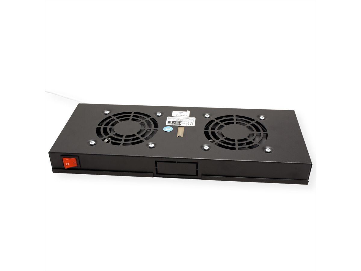 ROLINE 19-inch ventilatorunit 2 ventilatoren, Thermostaat zwart