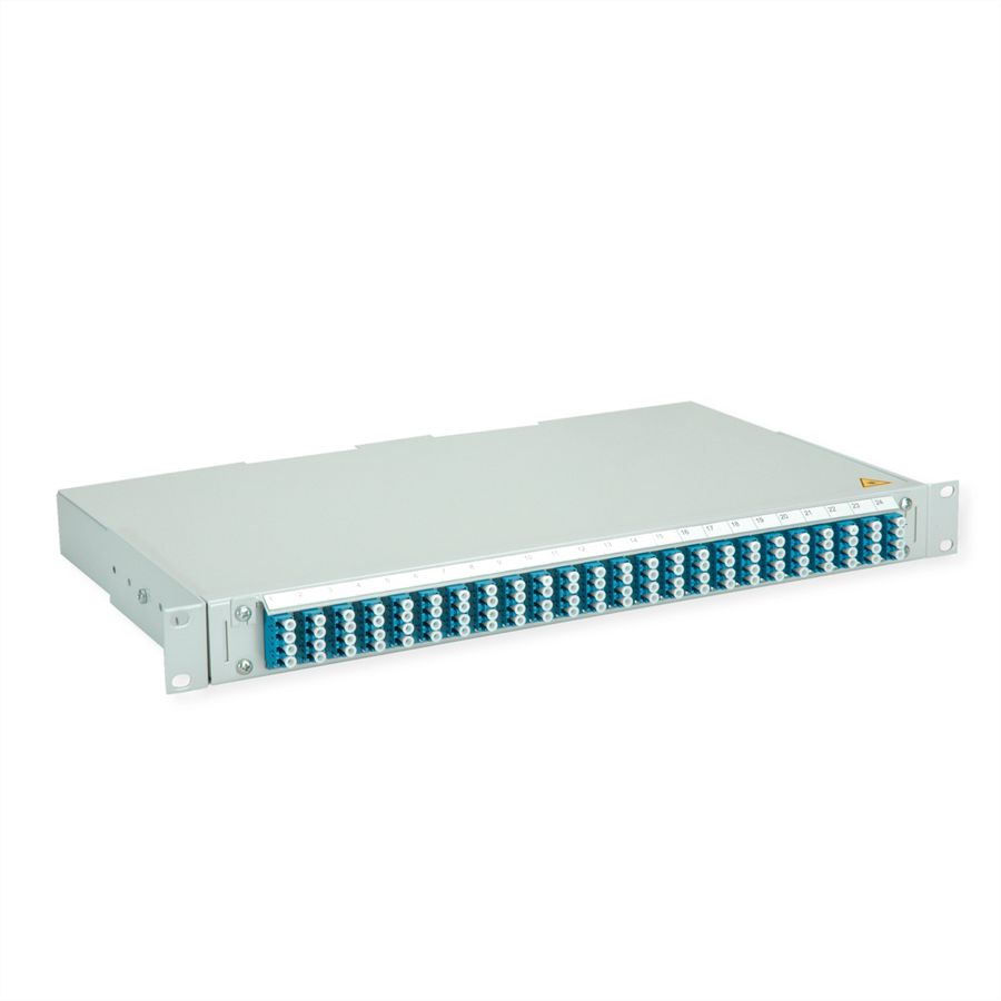TELEGÄRTNER BASIS V LWL-Panel mit Kupplungen & Pigtails, 24x LC Quad, grün, OS2 PC