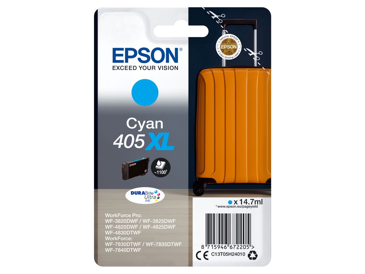 Epson Singlepack Cyan 405XL DURABrite Ultra Ink