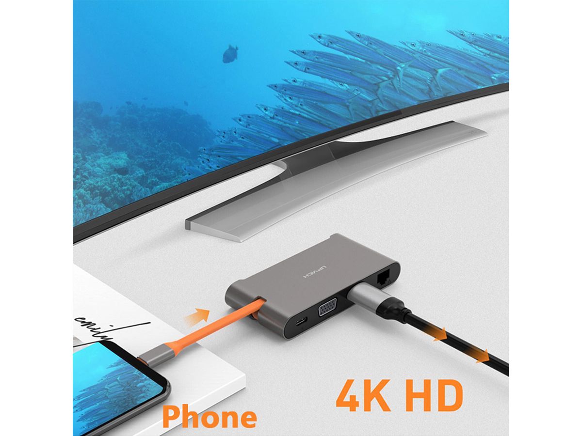 EXSYS EX-1220HM USB 3.2 Gen1 C-HUB 7 Ports für Notebook, Matebook und MacBook