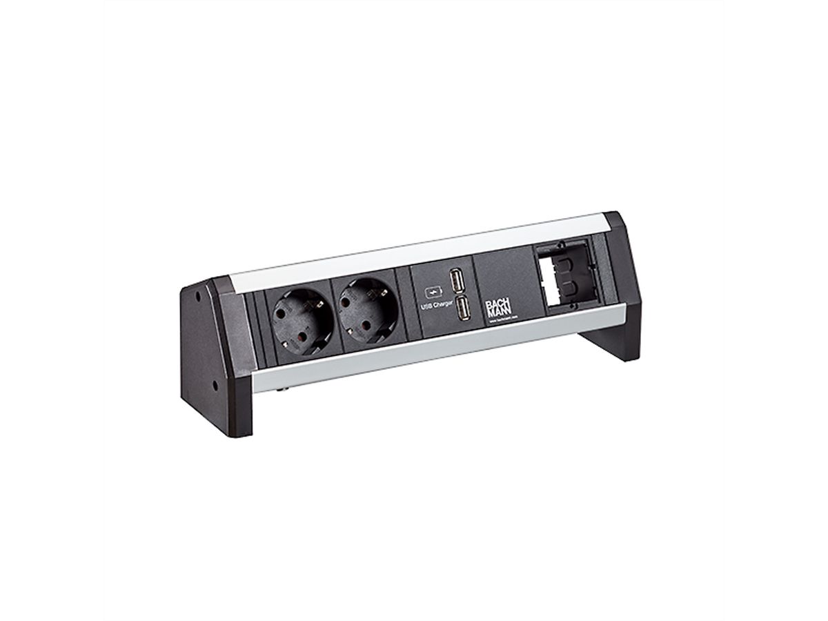 BACHMANN DESK 2xCEE7/3 1xUSB Charger, 1 m