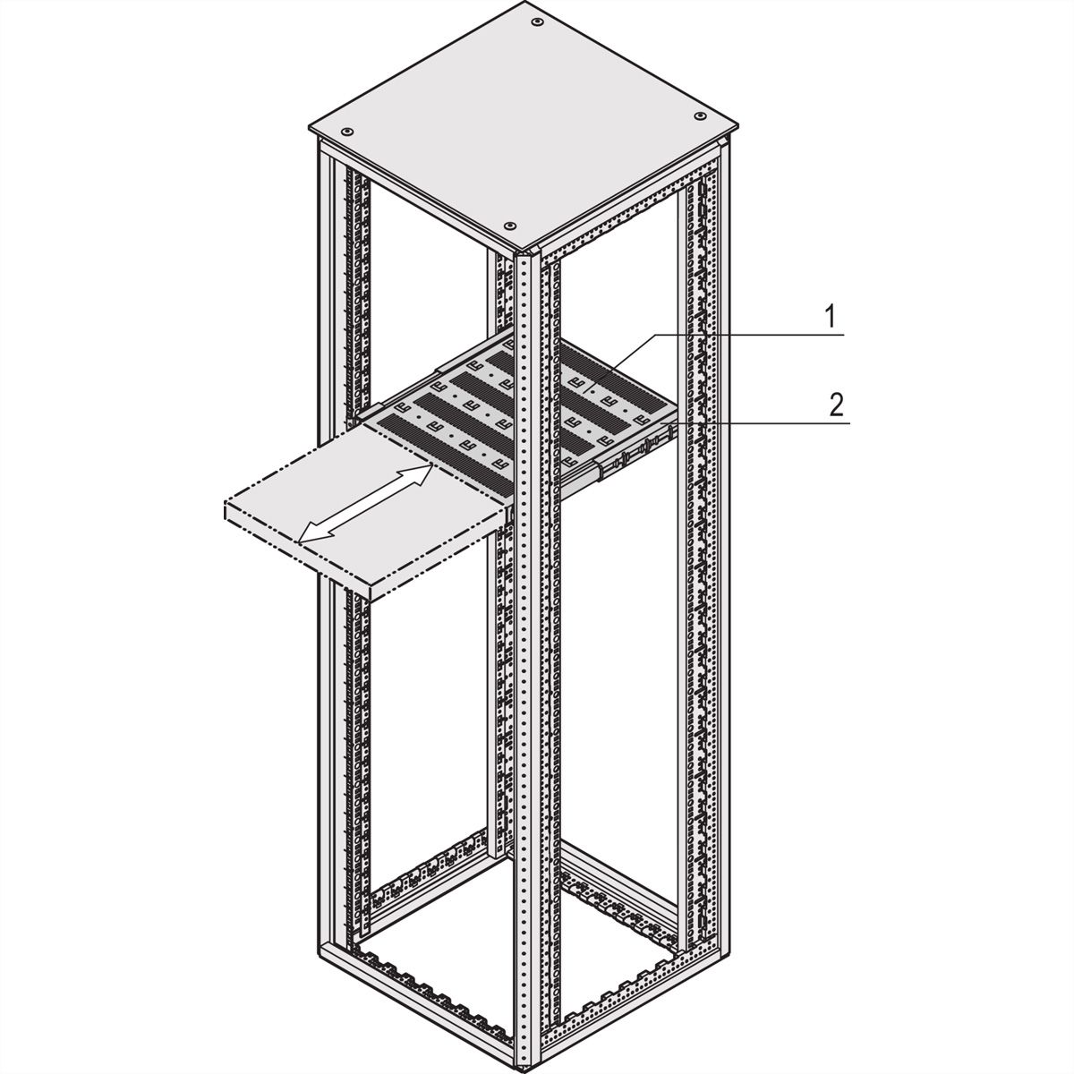 SCHROFF Varistar 19'' Legbord, uitschuifbaar, 30 kg, RAL 7021, 600W 800D
