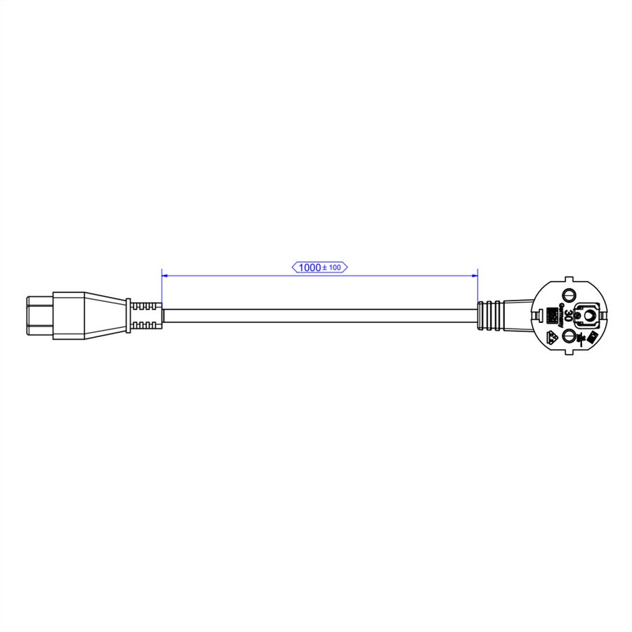 BACHMANN H05VV-F 3G0.75mm² sw L:1.0m IEC C5/CEE7/7