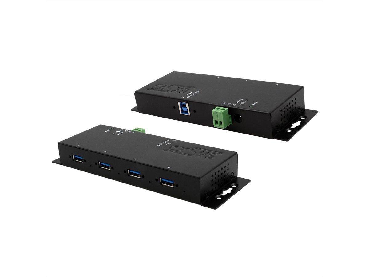 EXSYS EX-1184HMVS-2 4-Port Metall USB 3.2 Gen1 inkl. verschraubbares Kabel Surge Protection