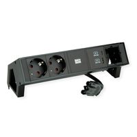 BACHMANN DESK2 2xbeschermend contact USB A&C, USB Lader 22W 1xABD 0,2m GST18 zwart