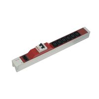 SCHROFF Socket Strip, IEC C13, With Wieland® Input, C13, 6 Sockets, 19", Red, With Overcurrent Protection