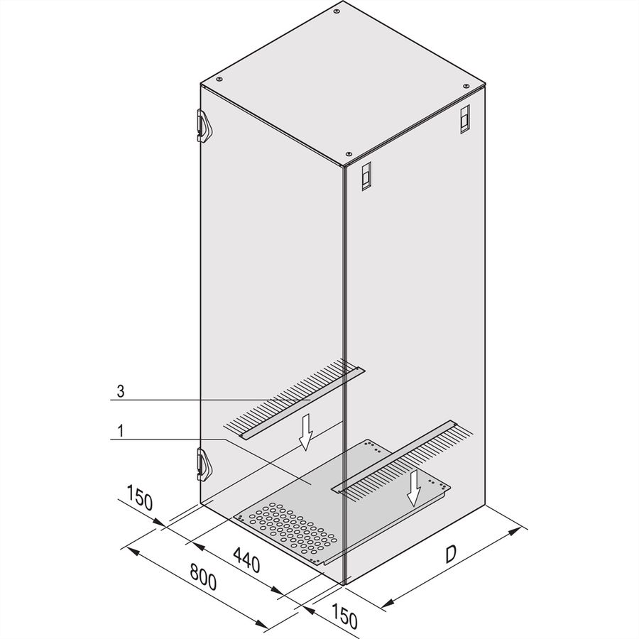 SCHROFF Varistar IP 20 and IP 55 Base Plate for Side Cable Ducting, 800D