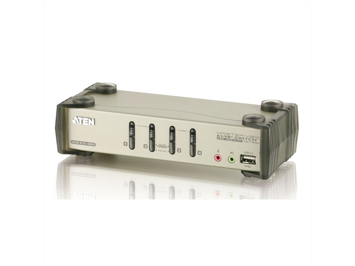 ATEN CS1734B KVM Switch VGA, PS/2-USB, Audio, USB Hub, 4-Poorts