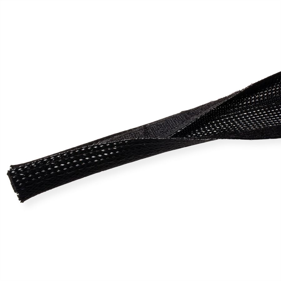 ROLINE PVC-weefselslang voor kabelgeleiding, met klittenband, zwart, 2,5 m