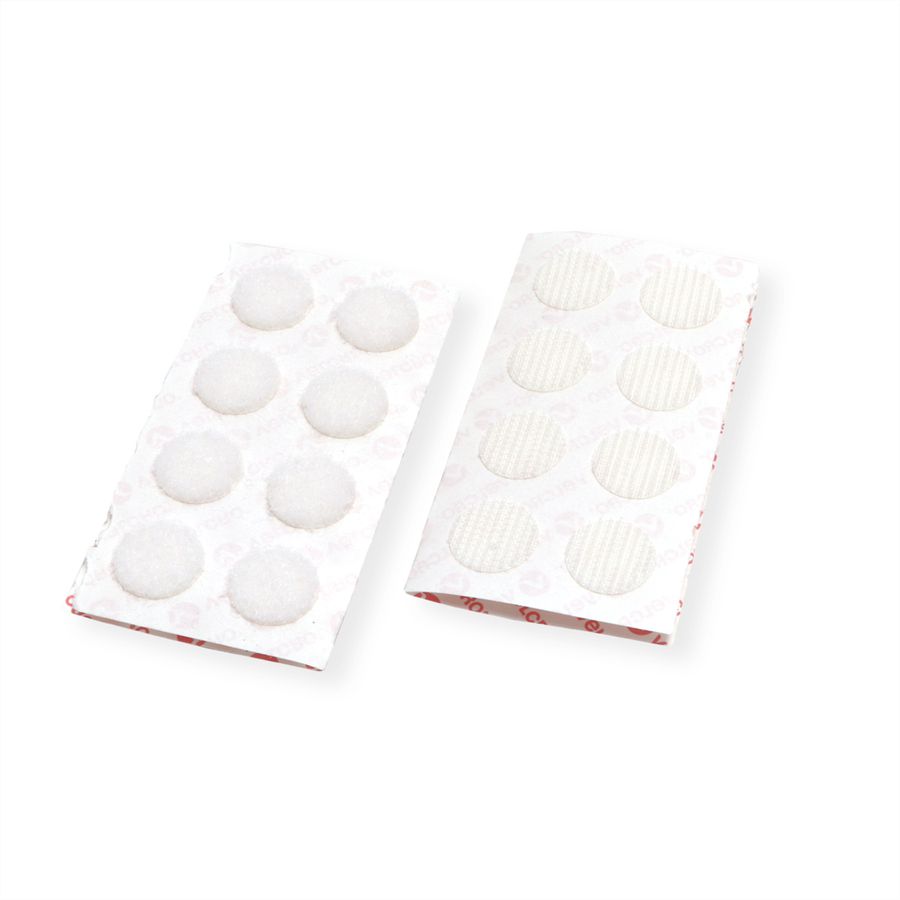 VELCRO® klittenbandstippen zelfklevend haken en lussen 16 mm x 16 sets Wit