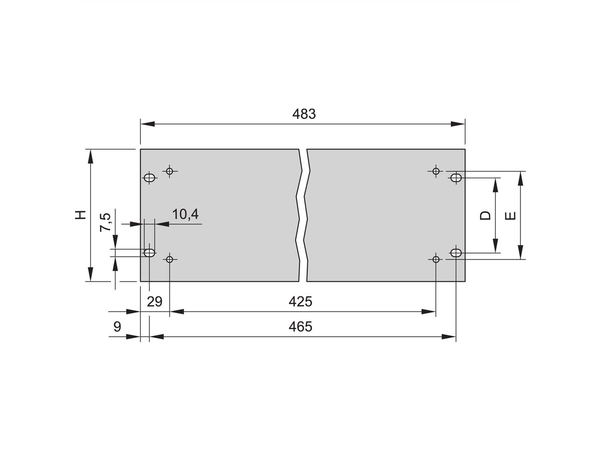 SCHROFF 19" Front Panel With Holes for Handles, 2 U, 3 mm, Al, Anodized, Untreated Edges