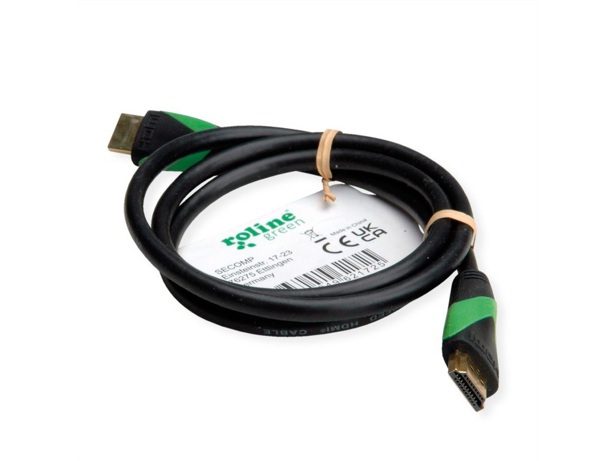 ROLINE GREEN ATC 8K HDMI Ultra HD Kabel met Ethernet, M/M, zwart, 1 m