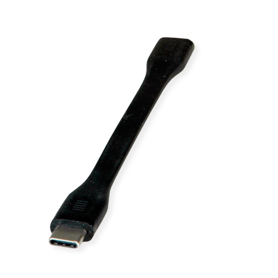ROLINE USB4 Gen3x2 kabel, C-C, M/F, 8K UHD-2, 40Gbit/s, 100W, extra plat, zwart, 11,5 cm