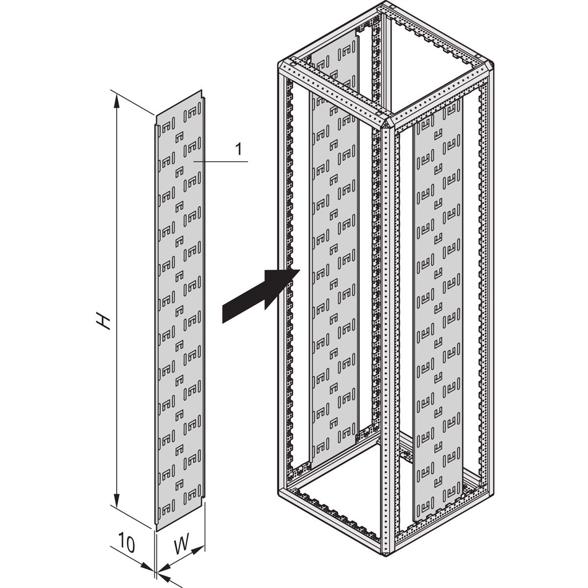SCHROFF Varistar Cable Panel for Colocation Cabinet, 496H 110W
