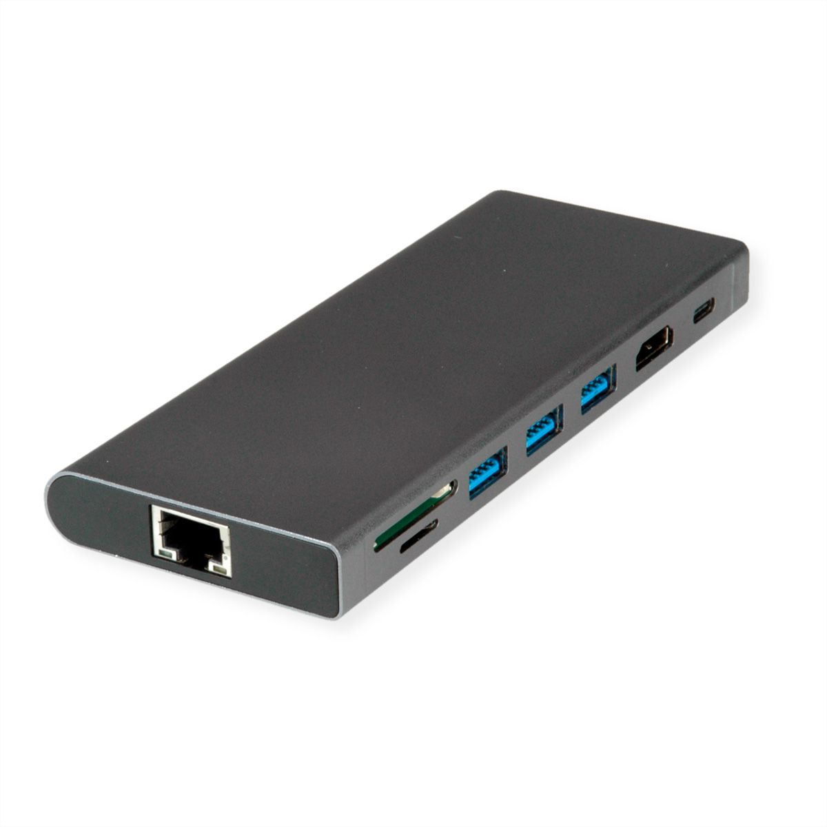 VALUE USB Type C Docking Station, HDMI 4K60 , 4x US3.2Gen1 (1x C + 3x A), 1x PD, 1x SD/TF, 1x RJ45, 1x 3.5mm