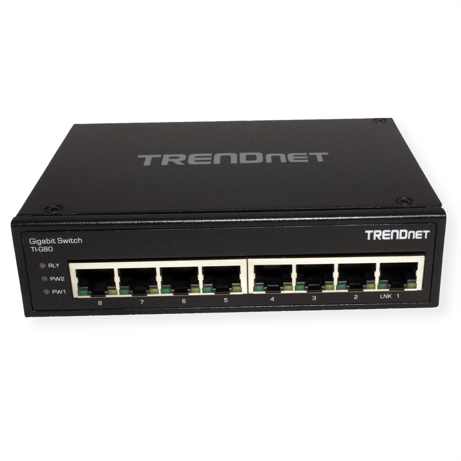 TRENDnet TI-G80 8-Port Hardened Industrial Gigabit Ethernet DIN-Rail Switch