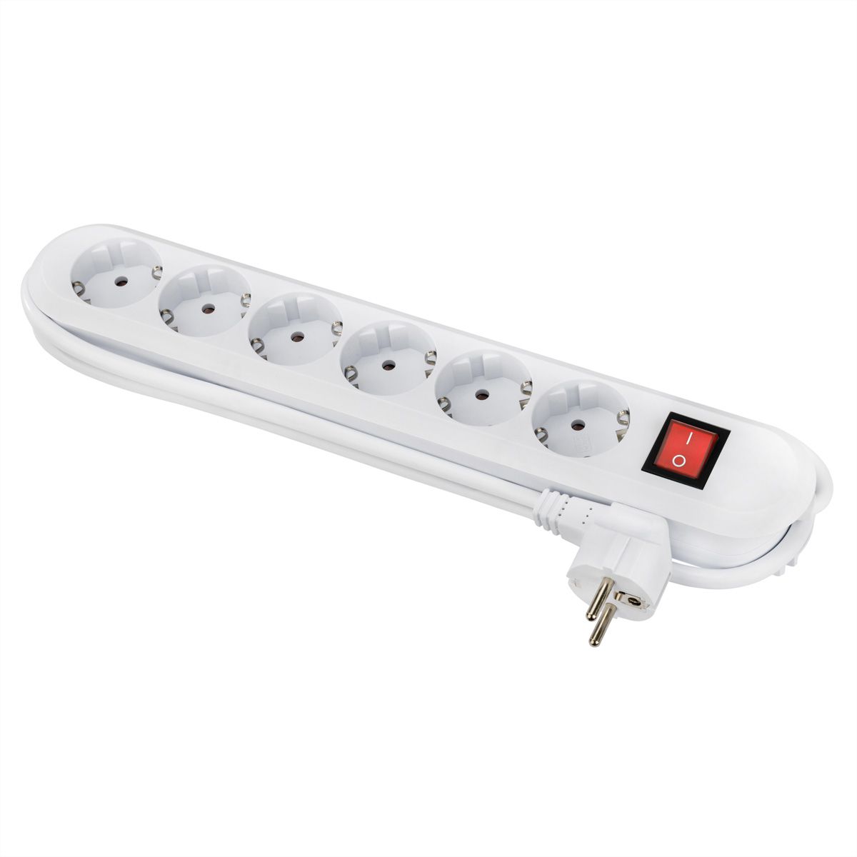 BACHMANN SMART stekkerdoos 6x geaard contact, met schakelaar, wit, 5 m