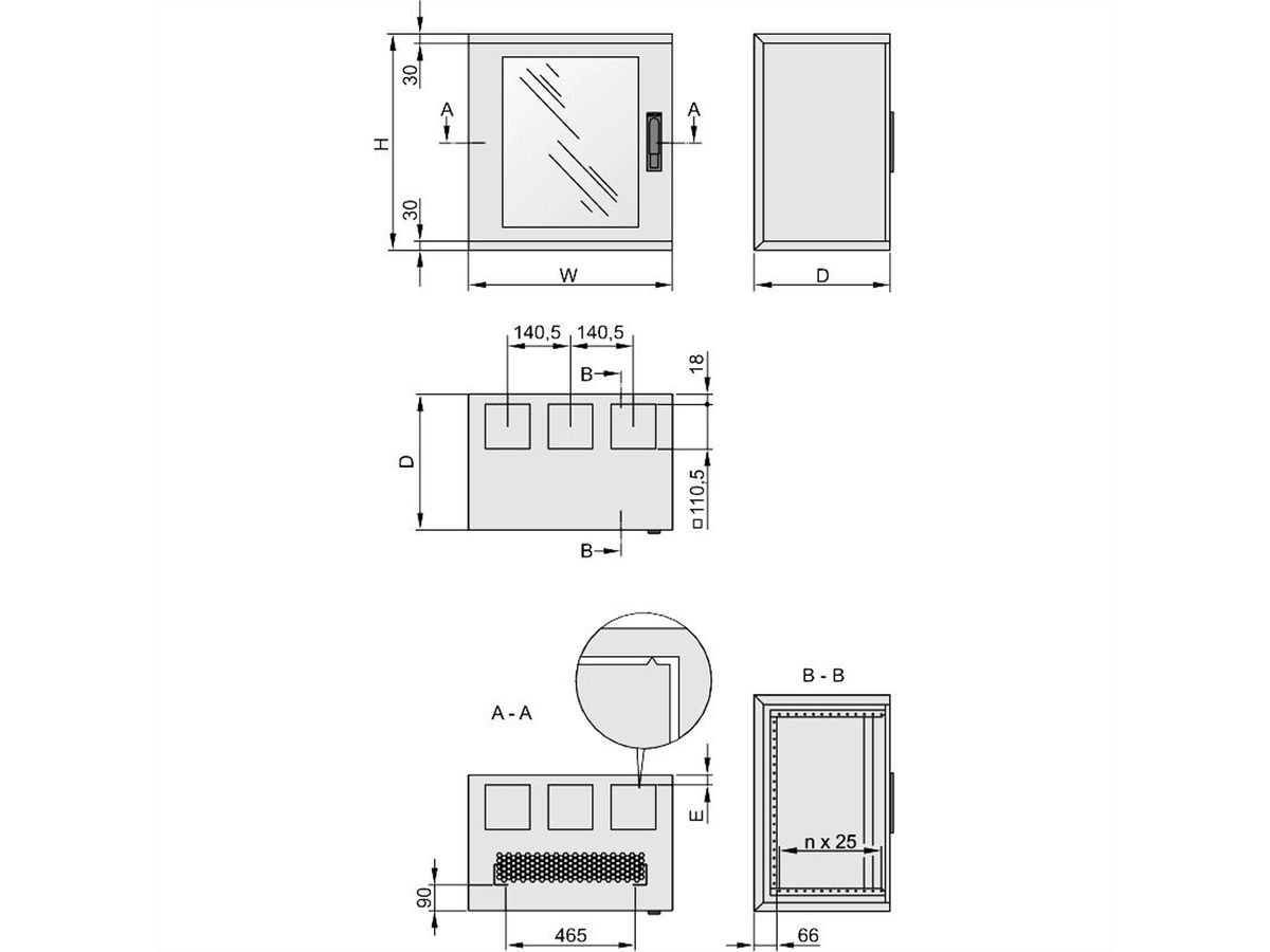 SCHROFF Epcase 19" Wall Mount Cabinet, 9 U, 400 Depths