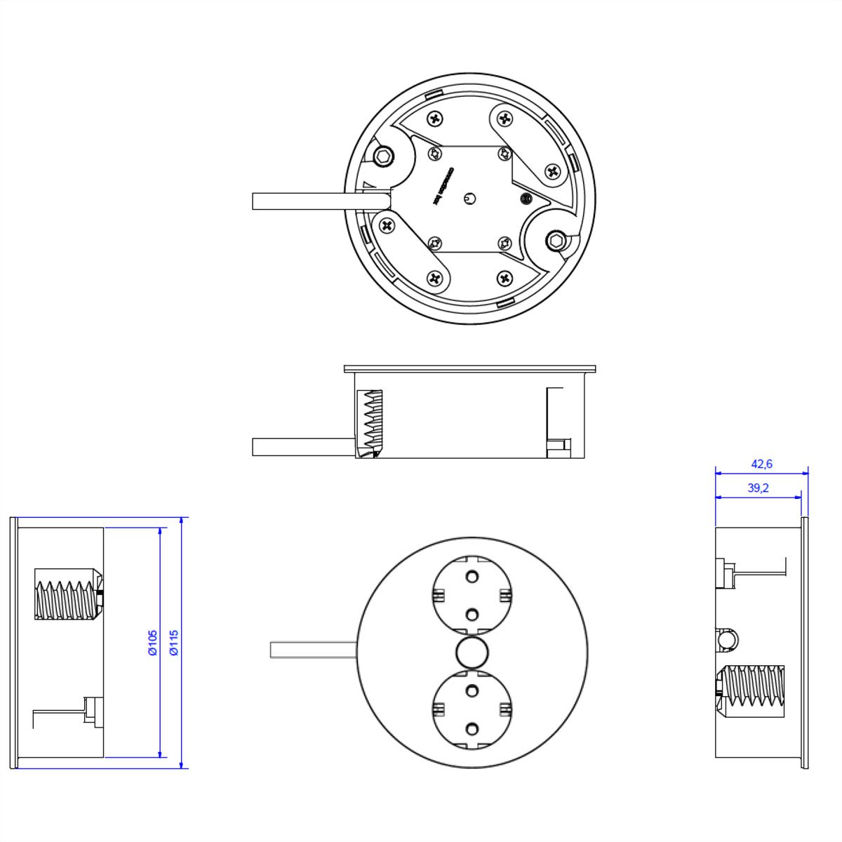 BACHMANN TWIST 2x earthing contact, wire end ferrules, earthing contact mounting plug, chrome, 2 m