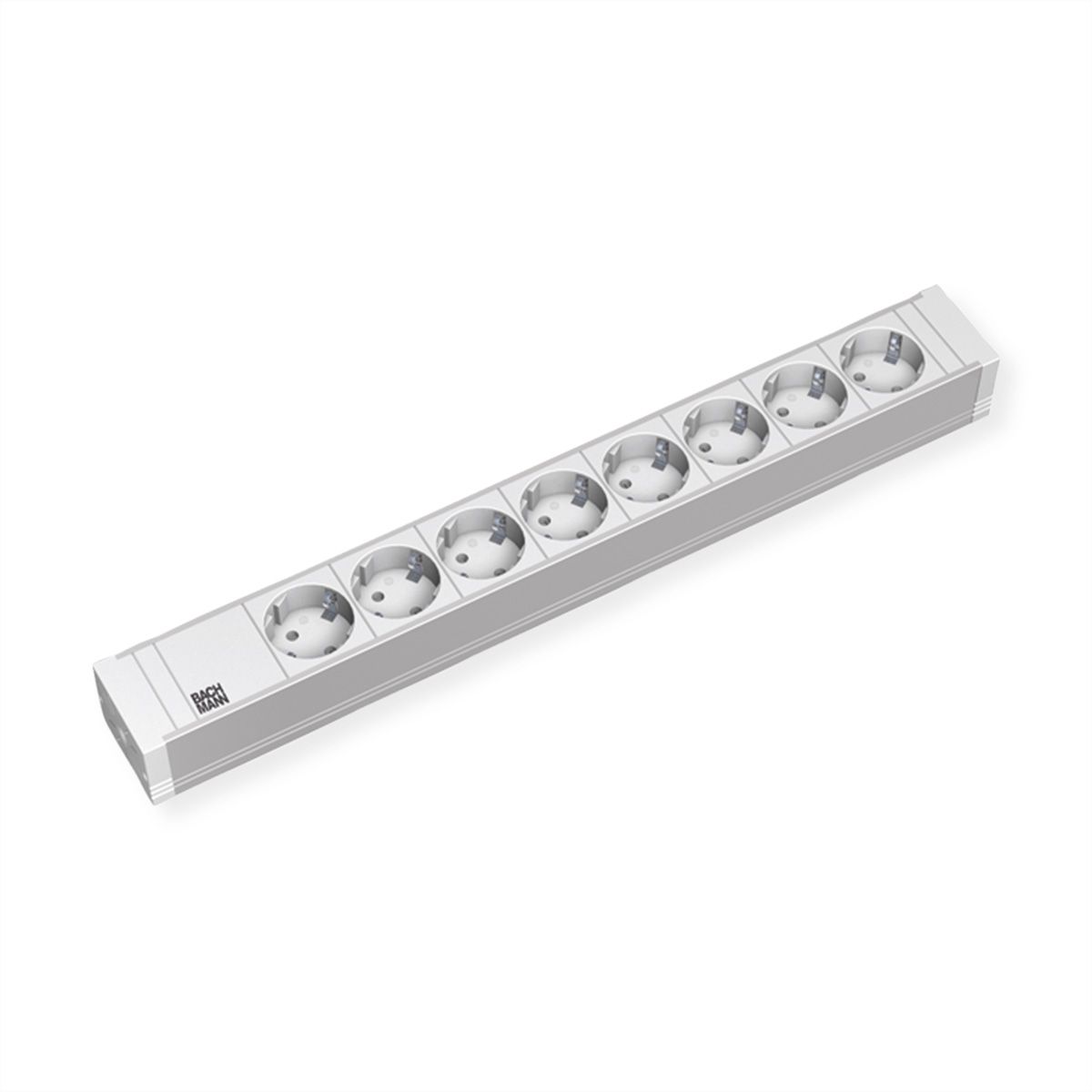 BACHMANN 19'' PVC 8x socket strip with earthing contact, 2.0m earthing contact plug