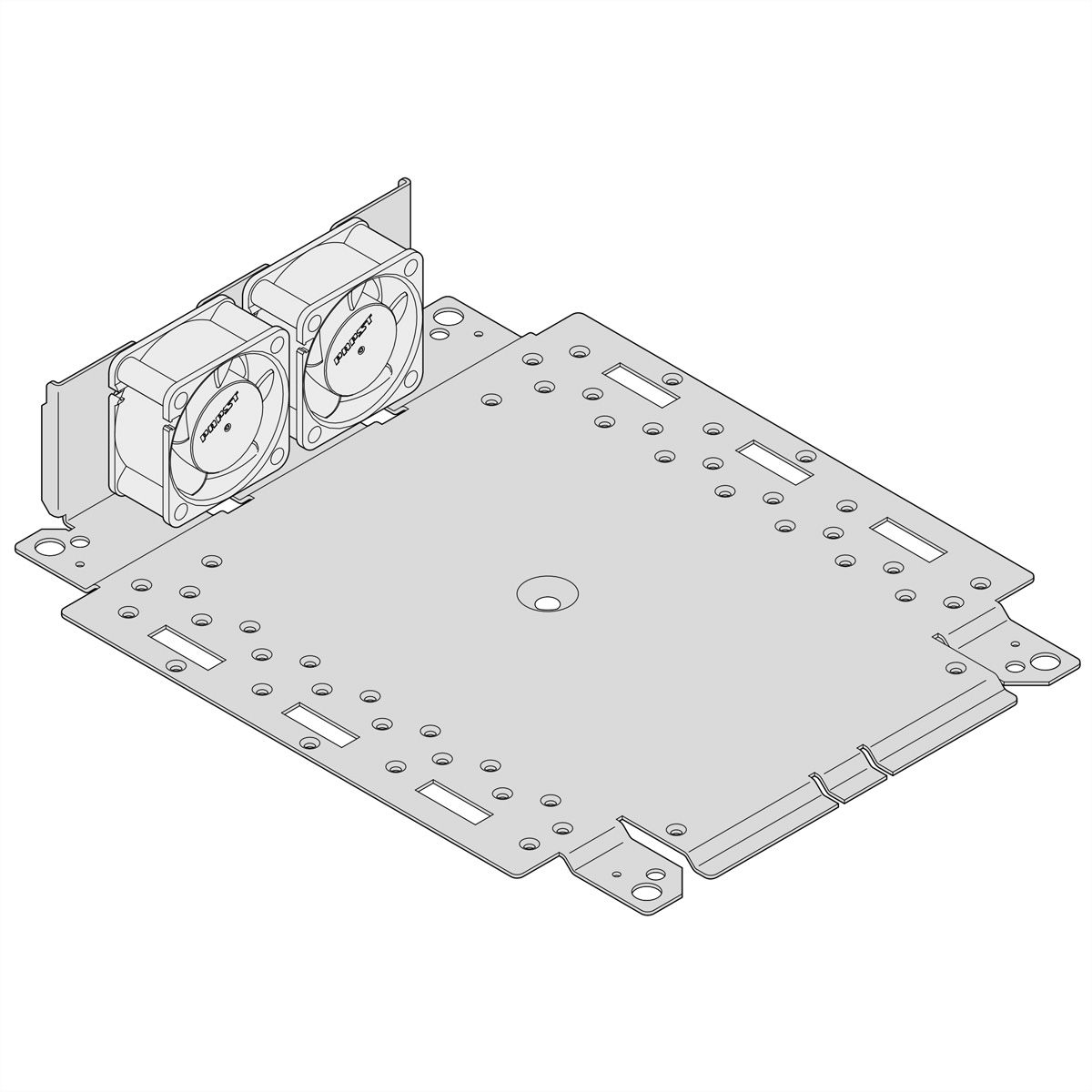SCHROFF Interscale Mounting Plate With Built-In Fan Holder and Fans, 1 U, 221W, 177D, 2 Fans (40 x 40 x 20)