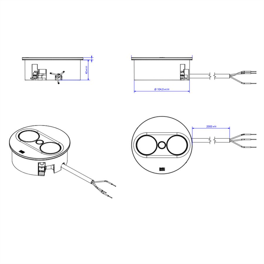 BACHMANN TWIST 2 2xUTE 2.0m AEH RAL9010 30GE round