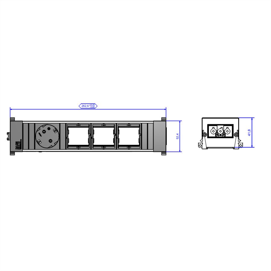 BACHMANN CONFERENCE TOP FRAME Medium inzetstuk 1x geaard stopcontact 3x ABD