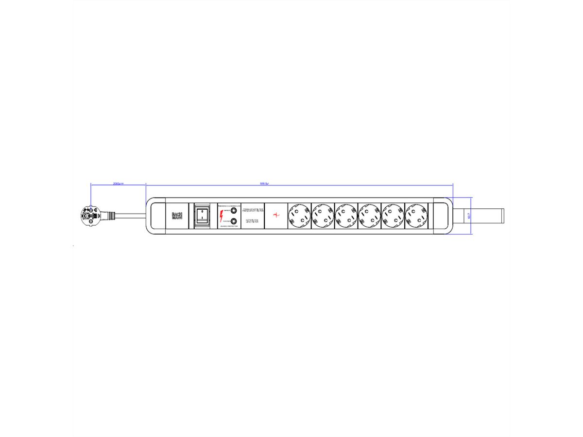 BACHMANN PRIMO 2 6xCEE7/3 1xGVS with loop 2m CEE7/7 RAL5010