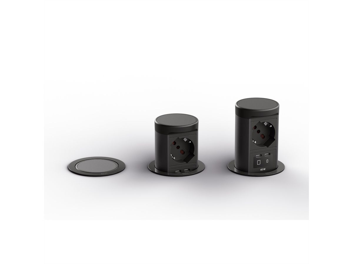 BACHMANN ELEVATOR2 1xP40, 1xUSB C/C 45W RAL9005 0,5m ISV