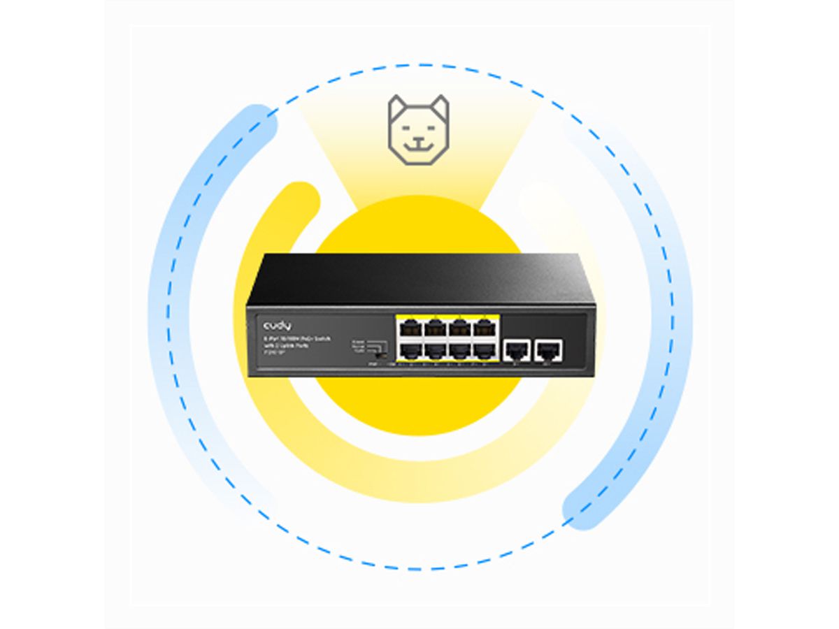 CUDY FS1010P 8-Port 10/100M PoE+ Switch 2 Uplink Ports 120W