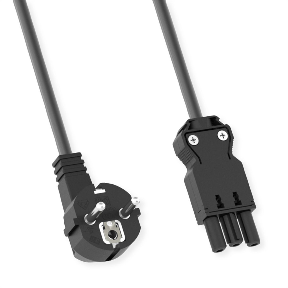 BACHMANN Spiralleitung H05VV-F 3G1,5mm² L:1,0m sw ISV/CEE7/7