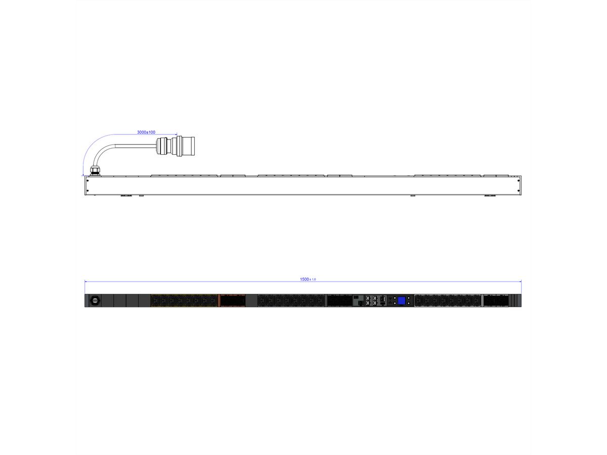 BACHMANN BN3000 24xC13 6xC19, Meting p.Ph.3m H05VV-F 5G2.5 CEE16A Lan