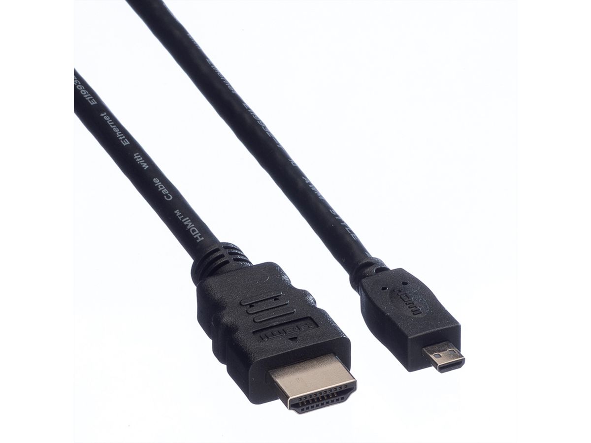 VALUE HDMI High Speed Cable + Ethernet, A - D, M/M, 2 m