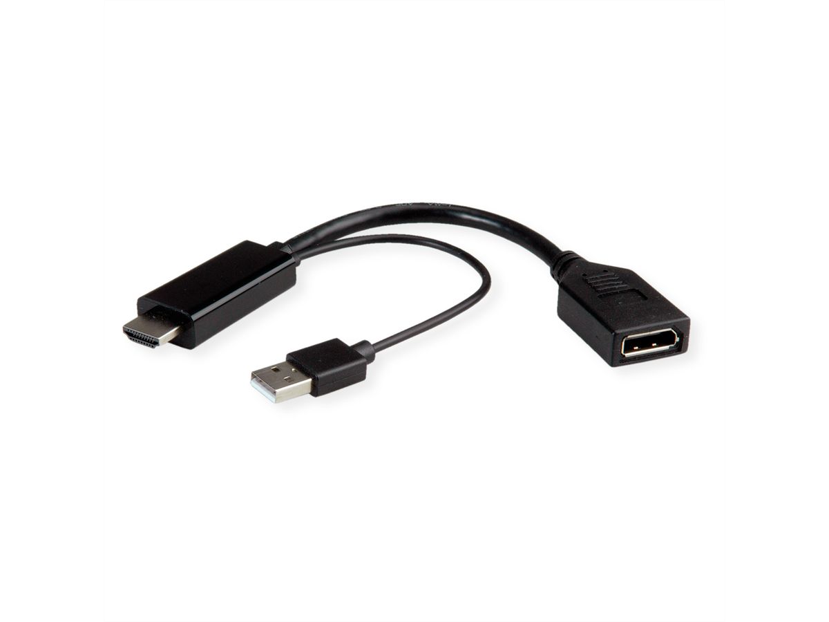 ROLINE 4K HDMI/DisplayPort Adapter, v1.2, HDMI Male - DP Female, Actief